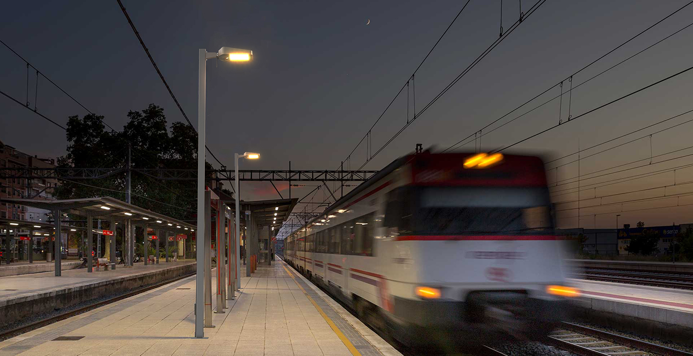 太阳能景观灯火车站安装