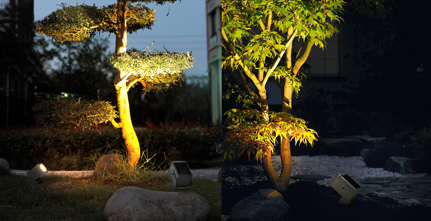 智慧型太阳能射灯ASL-01照树案例