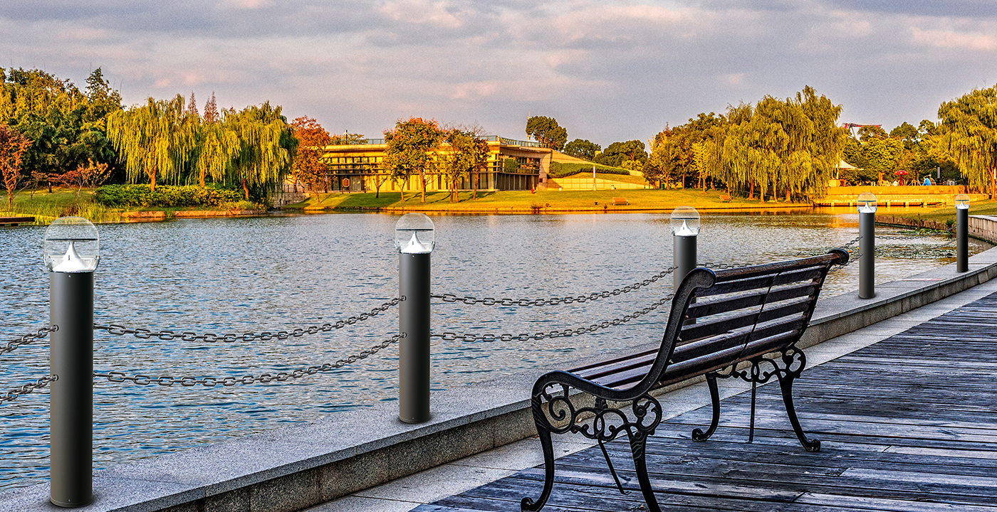 智慧型太阳能柱形灯在滨海公园中的应用