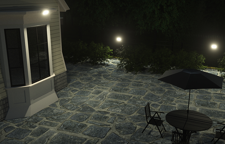 夜晚可以看到别墅庭院的边缘