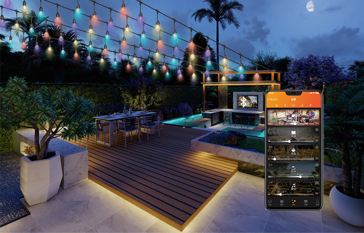 旭日东方solaraxy智能管家系统自动点亮庭院景观照明