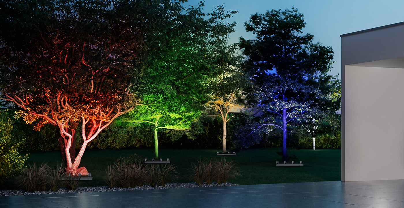 智能家居照明联排射灯低位安装彩色