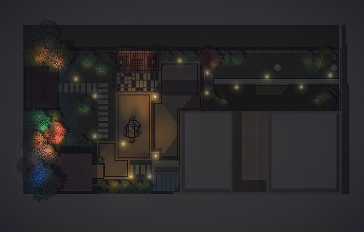 别墅庭院智能家居景观照明方案设计平面图