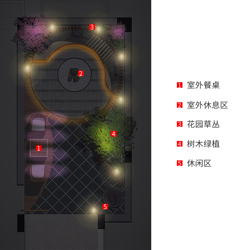小型花园智能家居照明平面节点